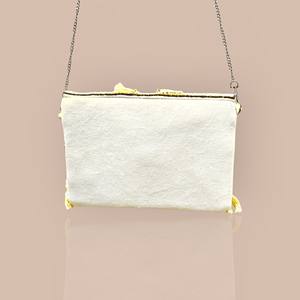 Handcrafted Boho Tribal Embroidered Jute <b>Clutch</b> <b>Pearl</b> Decoration Zipper Closure Portable Shoulder Strap Vintage Fashion Lady - Product Image 5