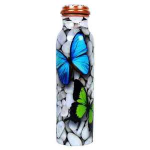 Ensemble de 2 bouteilles d'eau en cuivre pur martelé, très populaires, pour une utilisation intérieure, à la maison, dans les villas, les hôtels, vaisselle élégante, bouteille en cuivre - Product Image 2