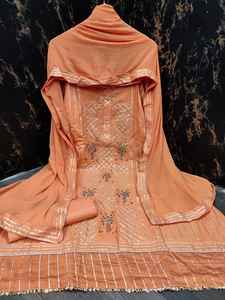 Exclusive Women's Silk Dress <b>Material</b> Suit Ethnic Style Accessories Hand-painted Pattern Non-Woven Fabric Digital <b>Print</b> for - Product Image 2