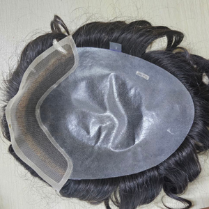 Perruque en dentelle frontale BIO Skin pour homme, cheveux vierges Remy indiens, 6 pouces, dentelle française 1 pouce, dos en PU 8x10 pouces, densité 100-130%, 0,02-0,10 mm, lisse - Product Image 1