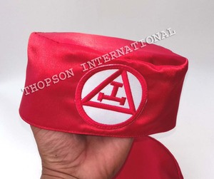 <b>Masonic</b> Royal Arch Cap <b>Cases</b> in Leather Cotton and Ribbon Handmade Embroidered Apron and Collar Regalia for Freemasons - Product Image 5