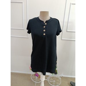 เสื้อเบลาส์ผ้าถักลายเคเบิ้ลคอวีแขนสั้นสำหรับผู้หญิง รุ่น 35882 - สีดำ - Product Image 4