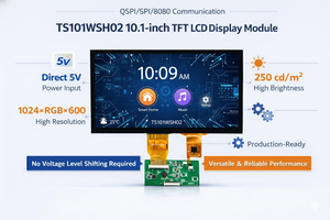 Modul Layar LCD TFT 10.1 inci QSPI/SPI/8080 1024*600 Antarmuka Kompatibel dengan STM32, Arduino, dan HMI Industri - Product Image 2