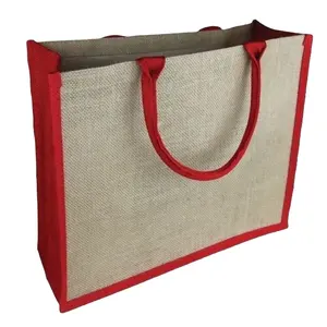 Tissu d'impression de logo recyclé personnalisé transportant des sacs fourre-tout pour femmes sacs à provisions grand sac fourre-tout en jute naturel