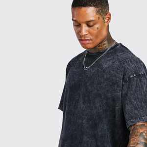 Venta al por mayor 100% algodón lavado ácido camiseta para hombres logotipo personalizado impresión hombro caído de gran tamaño manga corta ropa de calle para Fitness - Product Image 3