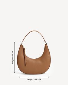 Bolso de Hombro de Media Luna para Mujer, de Cuero Marrón, Resistente al Agua, Estilo Hobo, Moderno y Minimalista - Product Image 5