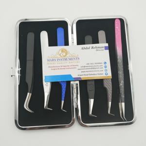 Professionnel meilleur métal incurvé volume pointu personnalisé en acier inoxydable extension de cils pince à épiler cils pince à épiler pochette durable - Product Image 4