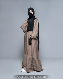 Wholesale Premium Quality Ruffle Flap <b>Abaya</b> Elastic Sleeves Modest Nida Custom Logo Acceptable Handmade Plus Size Maxi Length - Product Image 4