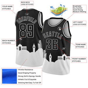 Camiseta de Baloncesto Personalizada con Nombre y Número Bordados, Logotipo Personalizado, Impresión por Sublimación, Tejido Transpirable de Secado Rápido, Talla Grande Unisex - Product Image 2