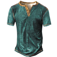 T-shirt Henley personnalisé pour homme 2025, col en V, imprimé, surdimensionné, polyester/coton, anti-plis, écologique, séchage rapide, respirant, décontracté