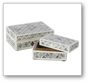 Cajas de madera de resina Cajas de incrustaciones con tapa Cajas decorativas de tendencia de madera Organizador al por mayor Blanco y Negro disponible aquí - Product Image 2