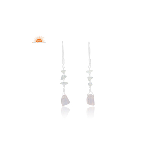 Best Design Sterling <b>Silver</b> Dangle <b>Earrings</b> Natural Rainbow Moonstone Rose Quartz Gemstone Custom Shape Women's Wedding Jewelry - Product Image 1