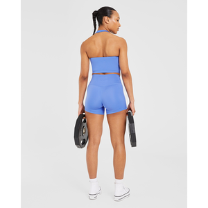 Haut court bleu cobalt pour femmes nouveau Design extensible beurre doux léger Fitness t-shirts d'entraînement pour l'été - Product Image 5