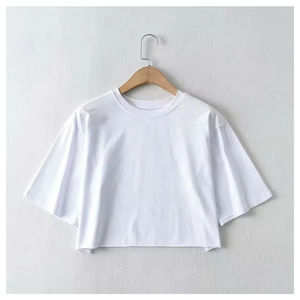 Women's Cotton Polyester Fleece Training Fitness <b>Crop</b> <b>Top</b> Seamless Yoga Shirts for Running Workout Clothes with <b>Shorts</b> - Product Image 6