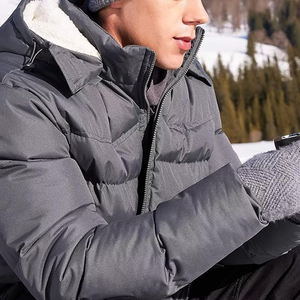 Blouson d'hiver matelassé léger pour homme, style universitaire, imperméable, respirant, coupe-vent, avec capuche et lettres en toile - Product Image 5