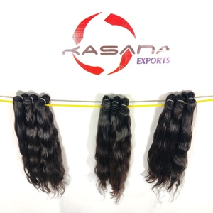 Cheveux humains indiens du Karnataka, 100 % Remy, bruts, non traités, cuticules alignées, couleur naturelle noire, pour femmes, tissage à la machine - Product Image 2