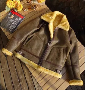 Men's Real Sheep Fur Winter <b>Jacket</b> with <b>Mandarin</b> <b>Collar</b> Warm Wool Leather Coat-OEM Service Wholesale - Product Image 4
