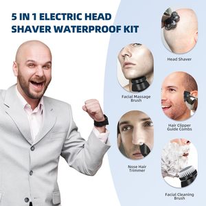 Kit de Afeitadora Eléctrica 5 en 1 Impermeable para Hombre, IPX7, Afeitadora Rotativa Húmeda y Seca con Triple Cuchilla para Uso Corporal y Aplicaciones en Autocaravanas - Product Image 2
