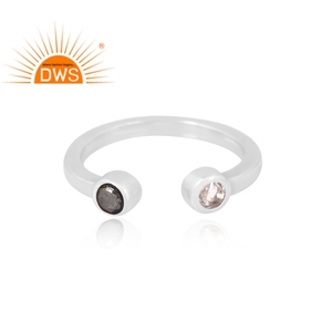 Última venta plata esterlina 925 pirita natural y cristal de cuarzo piedra preciosa anillo que se puede abrir fabricante de joyería personalizada - Product Image 3