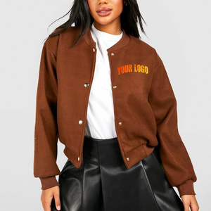 Veste universitaire extérieure pour femmes avec logo brodé personnalisé de haute qualité, veste d'hiver universitaire avec logo de broderie personnalisé de couleur unie pour homme - Product Image 6