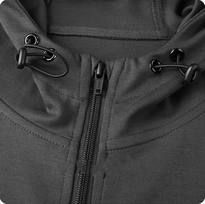 Hombres 280g Delgado AD Tela de doble cara Sudaderas con capucha con cremallera Cárdigan informal Cremallera Capucha retráctil Versátil Top Diseño de patrón sólido - Product Image 5