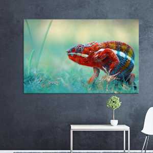 Lienzo con Estampado Vibrante de Camaleón: Arte Moderno de Reptiles, Lienzo Enrollado - Product Image 1