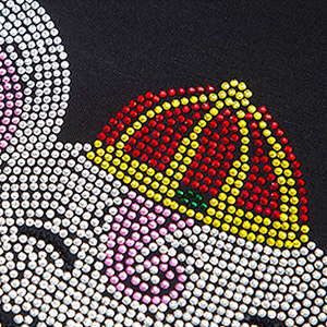 <b>Top</b> Quality Oversize Heat Transfer <b>Rhinestone</b> T Shirts Cotton Made Summer Streetwear <b>Rhinestone</b> T Shirt - Product Image 2