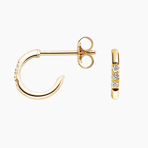 Boucles d'oreilles créoles en or blanc et rose 10 carats avec diamant de laboratoire, design tendance pour les mariages et les fêtes - Product Image 4