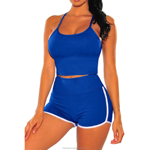 Ensemble deux pièces 100% coton à capuche uni pour femme, idéal pour le yoga, la gym, le sport, les sorties sexy en automne - Product Image 1