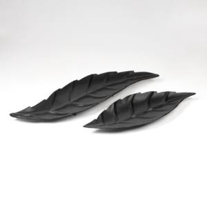 Plat fini noir en forme de feuille en métal aluminium Style fantaisie pour servir des fruits et des légumes Bol décoratif pour la maison - Product Image 1