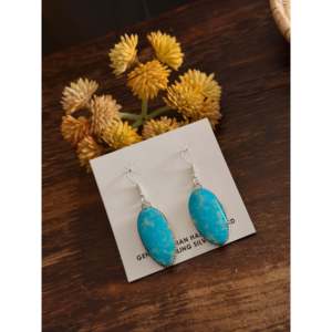 Navajo Handmade <b>Red</b> Skin Turquoise & Sterling Silver <b>Drop</b> <b>Earrings</b> Water <b>Drop</b> Shape - Product Image 4