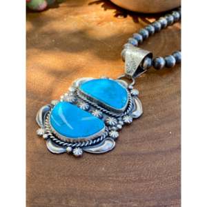 Pendentif Jeff James Kingman serti clos avec turquoise et technologie d'incrustation en argent sterling - Product Image 4