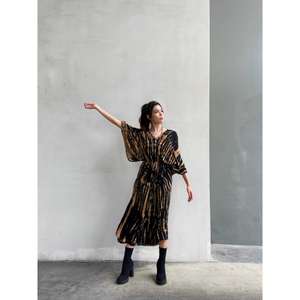 Women's Tie Dye <b>Kaftan</b> Co-Ord Set Bralette Top Wide-Leg Pants Shrug Floor-Length Natural Waistline Eco-Friendly Boho Resort Wear - Product Image 3