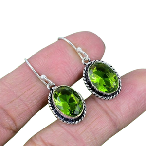 Diseñador de moda mujeres y niñas pendientes joyería 925 plata esterlina sólida hecha a mano piedras preciosas Spinner peridoto pendientes simples - Product Image 1