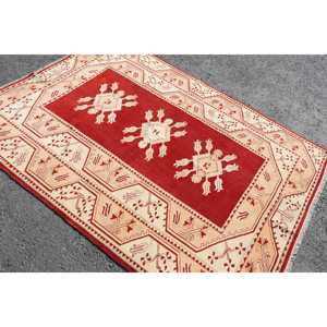 พรมตุรกี ขนาด 4.9x6.7 ฟุต พรมวินเทจ พรมขนสัตว์ลายทางสีแดง - Product Image 2