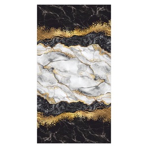 Tapis de salon en chenille gris argenté à motif design imprimé numériquement, lavable en machine, antidérapant - RUGS DEPOT LXDP-0486 (vente en gros) - Product Image 1