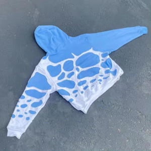 Sweat-shirt bleu et blanc coloré, effet délavé, effet vieilli, sweat-shirt vintage, coupe ample, surdimensionné, streetwear - Product Image 2