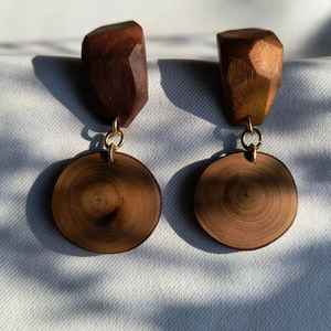 Pendientes de madera hechos a mano al por mayor para mujer, estilo étnico Vintage, gota de madera geométrica personalizada, gran oferta, artesanías naturales - Product Image 4