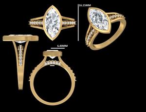 Bague de fiançailles en diamant de laboratoire taille marquise de 2,75 carats, bague de mariage sertie de diamants pour femmes, or jaune 14 carats - Product Image 6