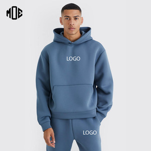 Nouveau bleu ardoise 100% coton surdimensionné goutte épaule à capuche sport tissu Logo personnalisé sweats à capuche hommes sweat - Product Image 1