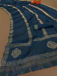 Multi Color Heavy Bemberg Georgette Prêt à porter Designer Saree Broderie Swarovski Diamond Work Including Lace Border Indian - Product Image 3