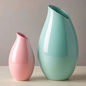 Vases à fleurs en métal de dernière génération, vases multicolores, décoration de centre de table, vases à fleurs, finition rose et brillante - Product Image 1