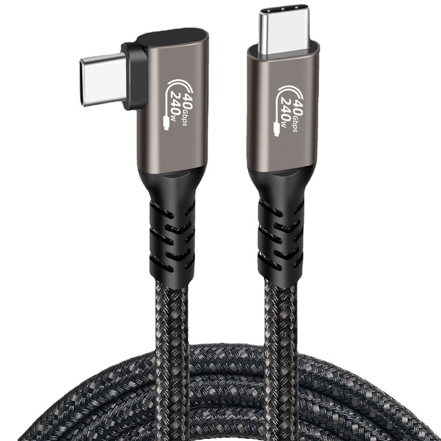 Right Angle USB 4 Cable 40Gbps 240W USB C Cable,Support 8K 60Hz,USB C Video Cable, Compatible with Thunderbolt 4/3,SSD,Docking