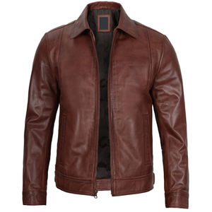 Couleur marron foncé, fermeture éclair complète, confortable, de haute qualité, faites votre propre service OEM ODM, vestes en cuir pour hommes PAR AMAZING INDUSTRIES - Product Image 4