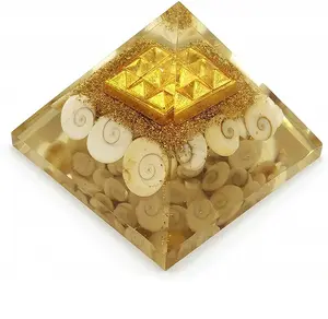 Jet Riqueza Orgone Pyramid 4 polegada Aprox Cristal Natural Gomati Chakra com Shree Yantra Pirâmide Compre Online De S S Ágata