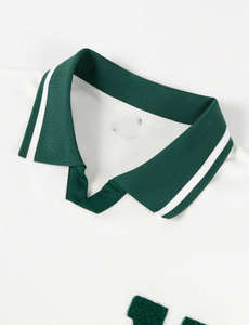 Sudadera de Algodón de Alta Calidad con Cuello Polo, Estilo Francés, Ribete a Rayas, Bordado Chenille, Básica, Deportiva, al por Mayor, OEM - Product Image 3