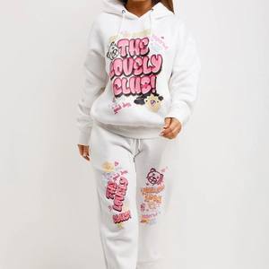 Ensemble sweat à capuche et jogger pour femmes survêtement sérigraphié personnalisé grande taille tissu d'hiver polaire en poly mélangé respirant pour femmes - Product Image 4