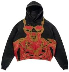 Sweat à capuche de luxe Hip Hop imprimé sans cordon pour homme, 100% coton, coupe courte, streetwear, oversize, épais - Product Image 2