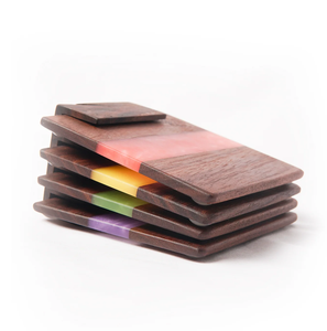 Posavasos de madera de resina epoxi, posavasos de madera ecológico redondo personalizado, precio al por mayor - Product Image 2