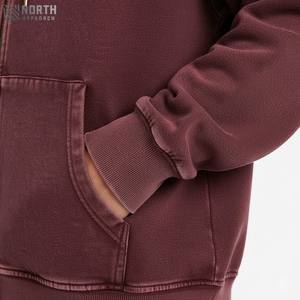 Sudadera con capucha personalizada de peso pesado para hombre, sudaderas con capucha de alta calidad con cremallera impresa lavada Vintage para caballeros, sudaderas con capucha con método de impresión Digital - Product Image 3